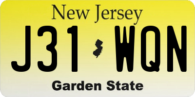 NJ license plate J31WQN