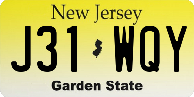 NJ license plate J31WQY