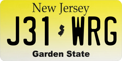 NJ license plate J31WRG