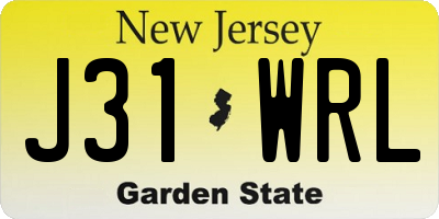 NJ license plate J31WRL