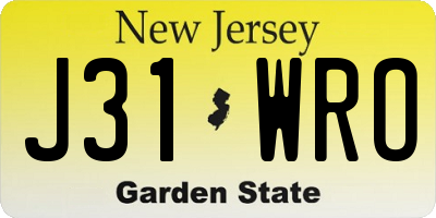 NJ license plate J31WRO