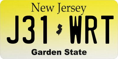 NJ license plate J31WRT