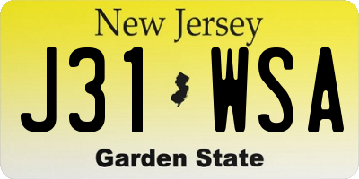 NJ license plate J31WSA