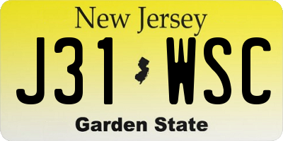 NJ license plate J31WSC
