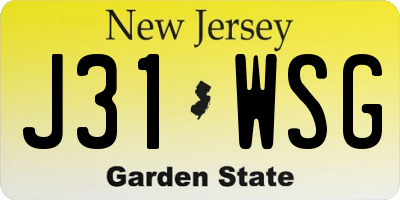 NJ license plate J31WSG