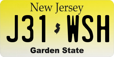 NJ license plate J31WSH