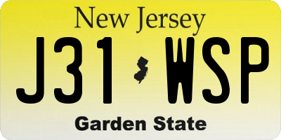 NJ license plate J31WSP
