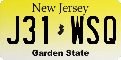 NJ license plate J31WSQ