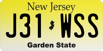 NJ license plate J31WSS