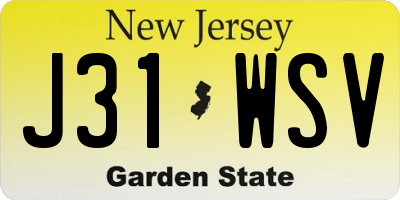 NJ license plate J31WSV