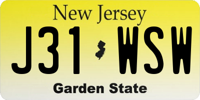 NJ license plate J31WSW
