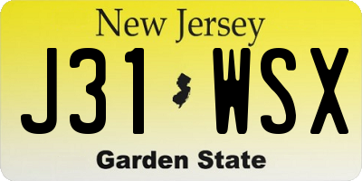 NJ license plate J31WSX