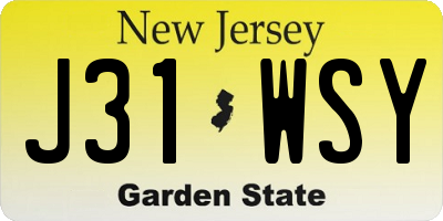NJ license plate J31WSY