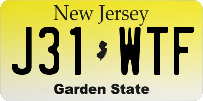 NJ license plate J31WTF