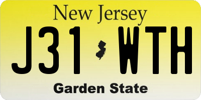 NJ license plate J31WTH