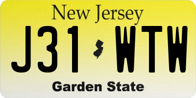 NJ license plate J31WTW