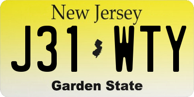NJ license plate J31WTY