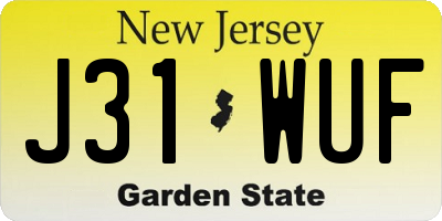 NJ license plate J31WUF