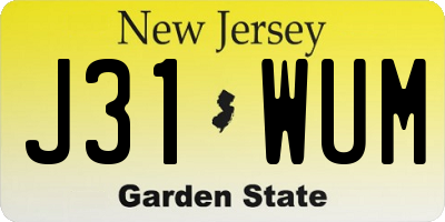 NJ license plate J31WUM