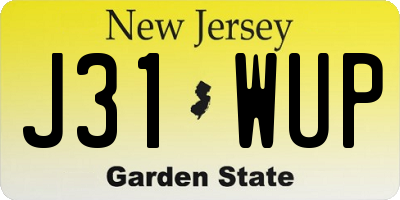 NJ license plate J31WUP