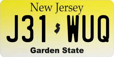 NJ license plate J31WUQ