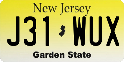 NJ license plate J31WUX
