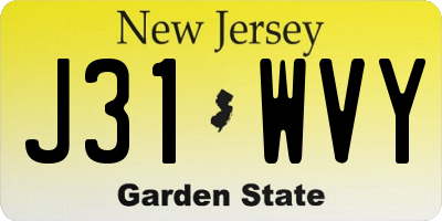 NJ license plate J31WVY
