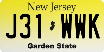 NJ license plate J31WWK