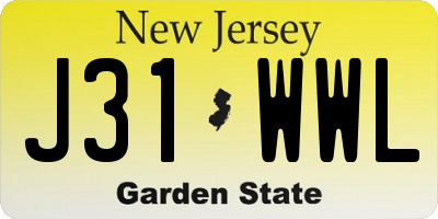 NJ license plate J31WWL