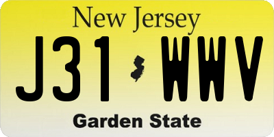 NJ license plate J31WWV
