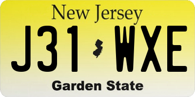 NJ license plate J31WXE