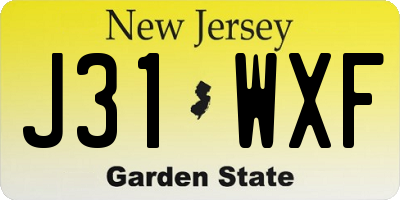 NJ license plate J31WXF