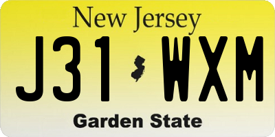 NJ license plate J31WXM