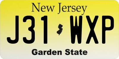 NJ license plate J31WXP