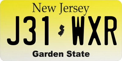 NJ license plate J31WXR
