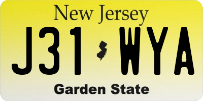 NJ license plate J31WYA