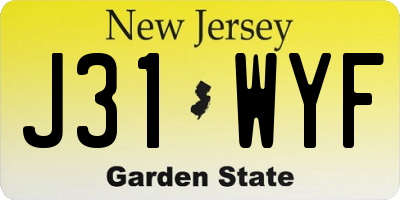 NJ license plate J31WYF