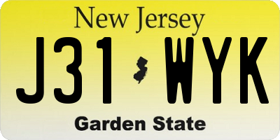 NJ license plate J31WYK
