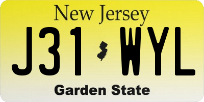 NJ license plate J31WYL