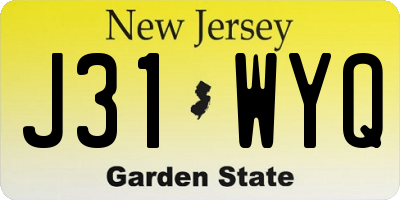 NJ license plate J31WYQ