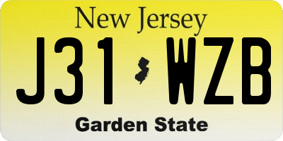 NJ license plate J31WZB
