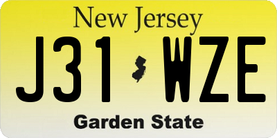 NJ license plate J31WZE