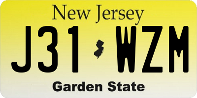 NJ license plate J31WZM