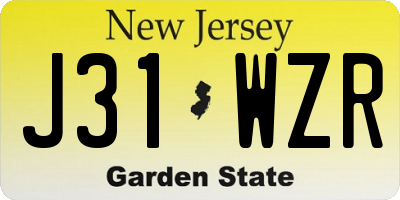 NJ license plate J31WZR