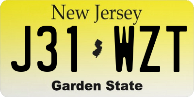 NJ license plate J31WZT