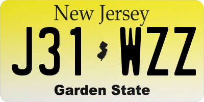 NJ license plate J31WZZ