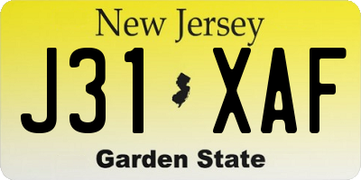 NJ license plate J31XAF