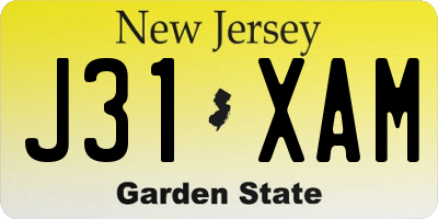 NJ license plate J31XAM