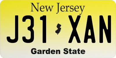 NJ license plate J31XAN