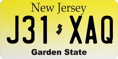 NJ license plate J31XAQ